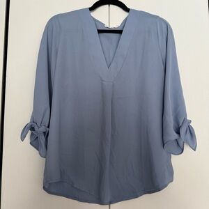 Make an offer! Lush Nordstrom brand sky blue 3/4 length blouse with bow tie